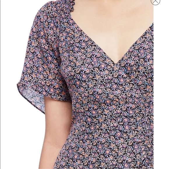 PARKER NY Suzie 100% SILK Viceroy Floral Flutter Sleeve A-Line Dress Sz 2 Small - Picture 5 of 14